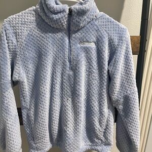 Columbia Soft Blue Textured Fleece Jacket